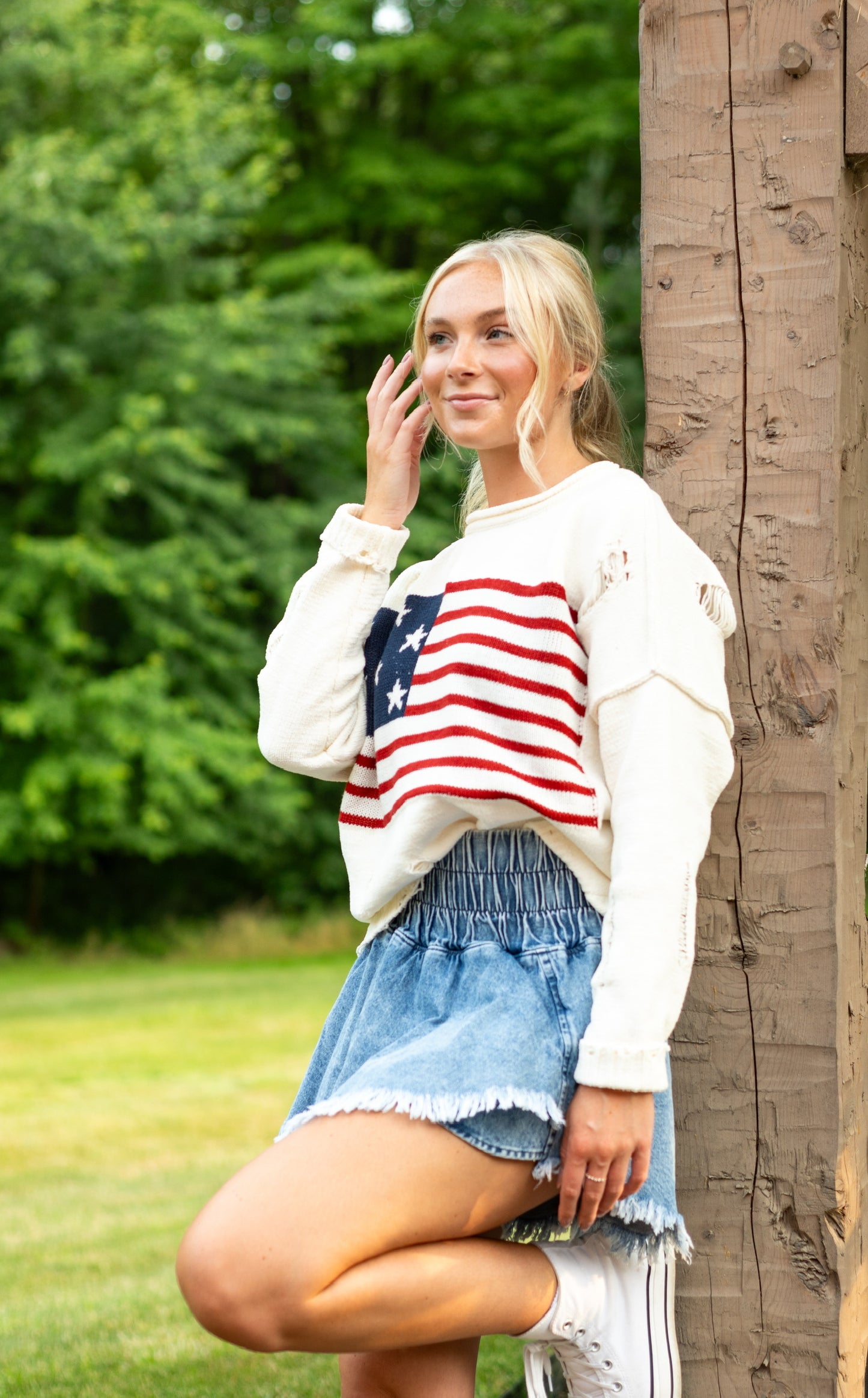 Stars & Stripes Distressed Sweater