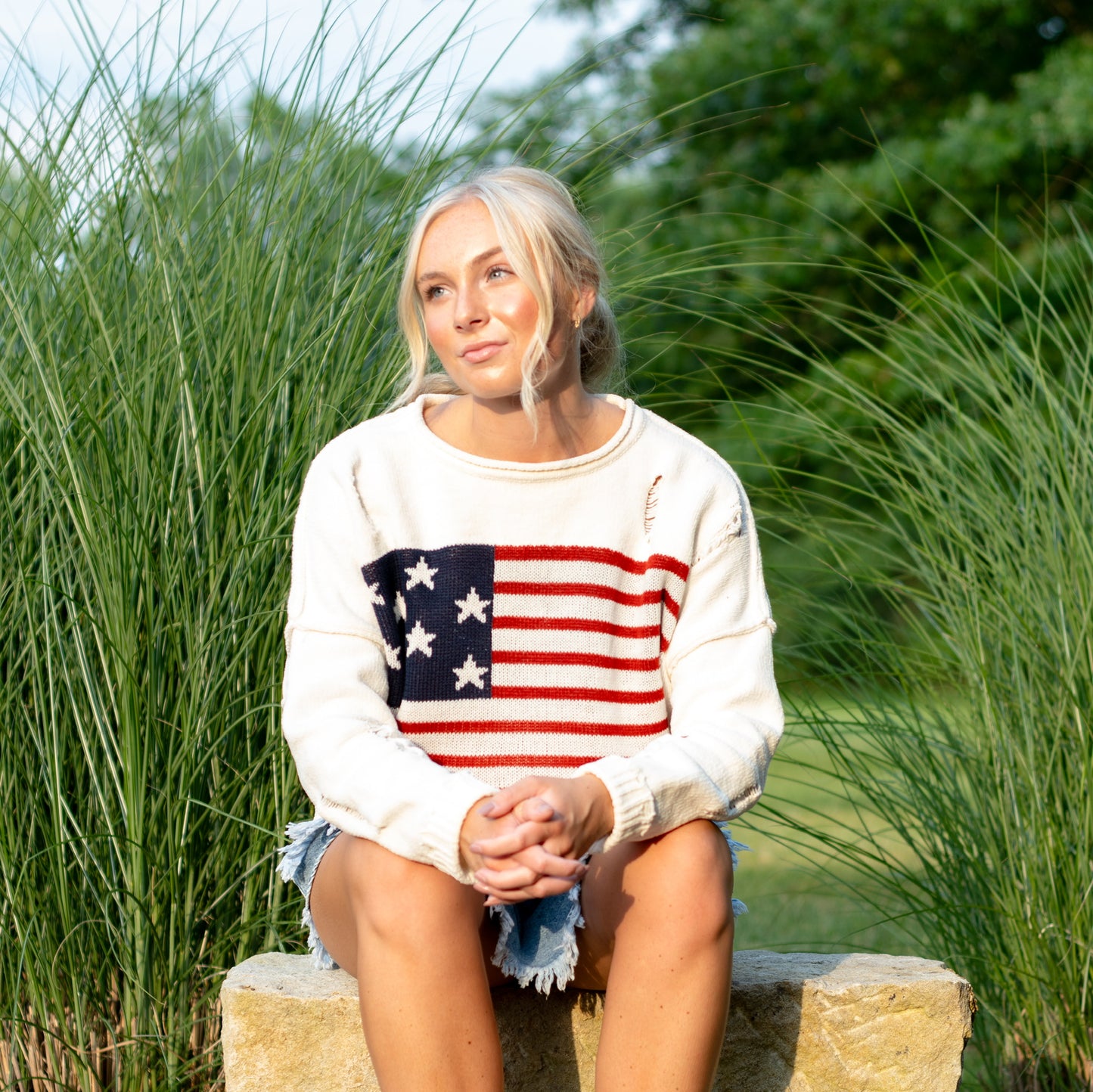 Stars & Stripes Distressed Sweater