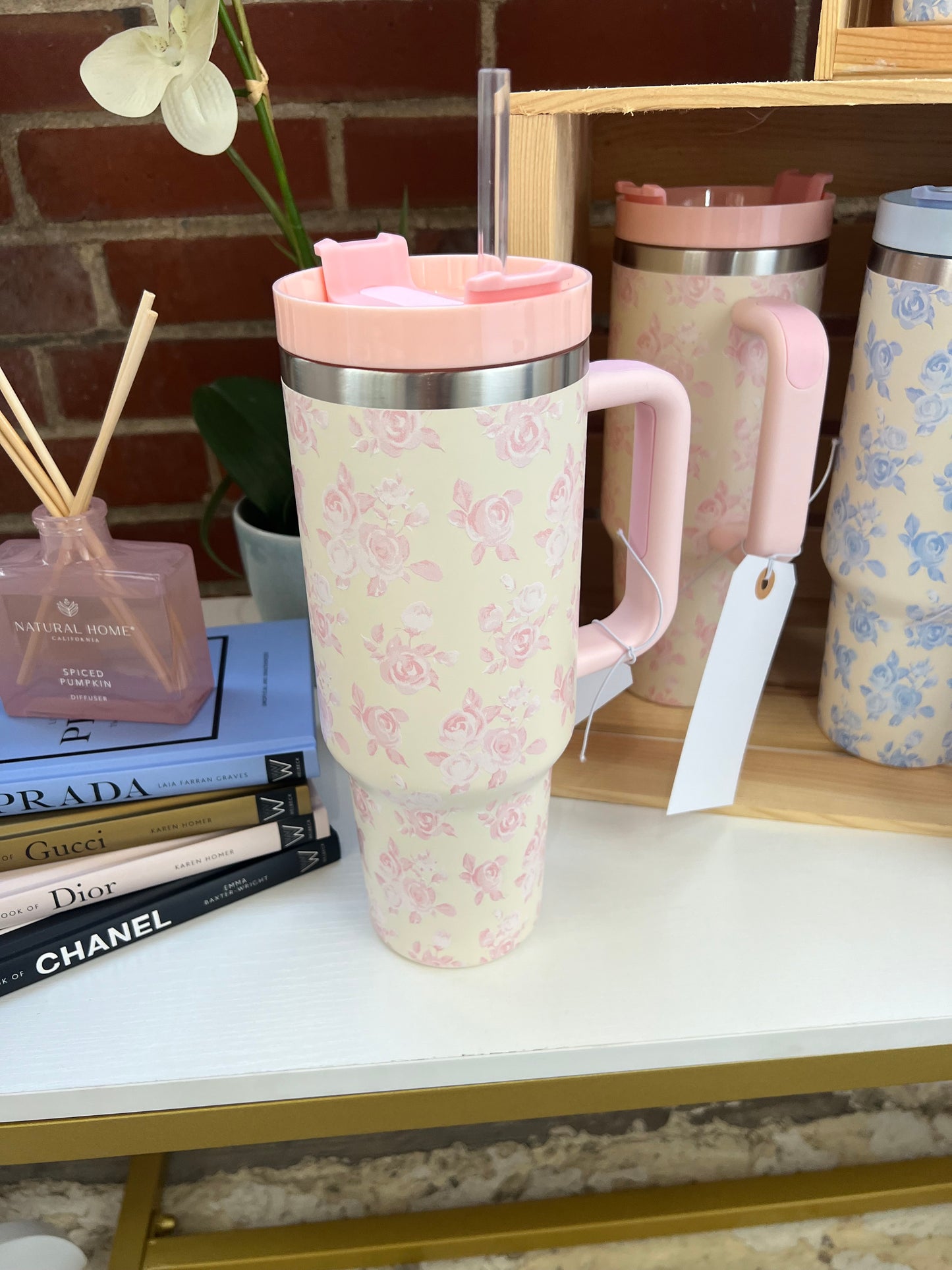 Cream and Pink Coquette Tumbler