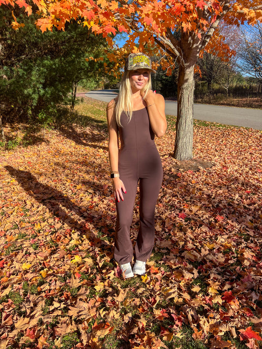 Dark Amber Flare Jumpsuit