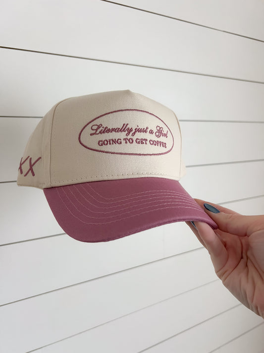 "Literally Just A Girl" Mauve Vintage Trucker Hat