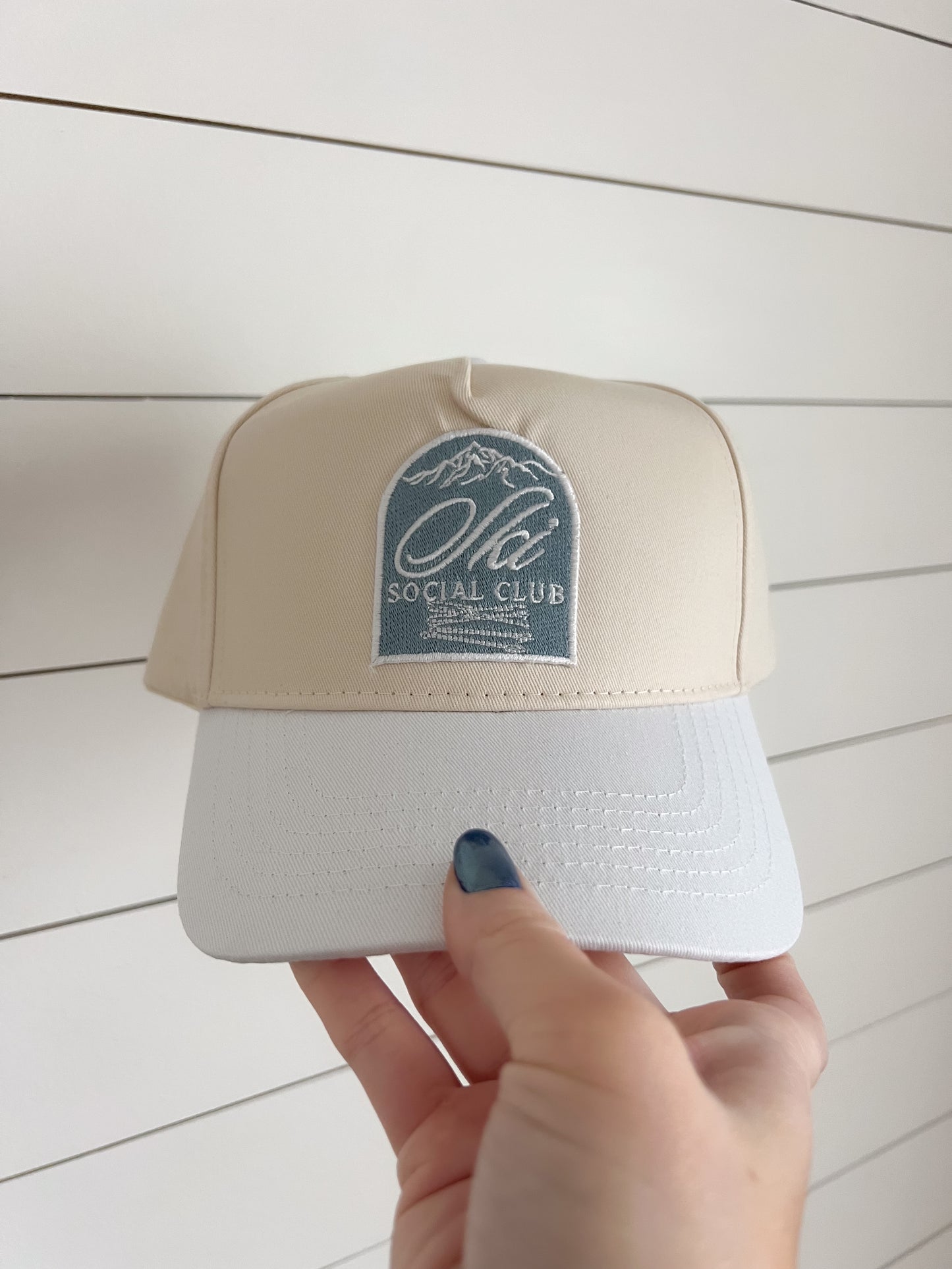 "Ski Social Club" White Vintage Trucker Hat