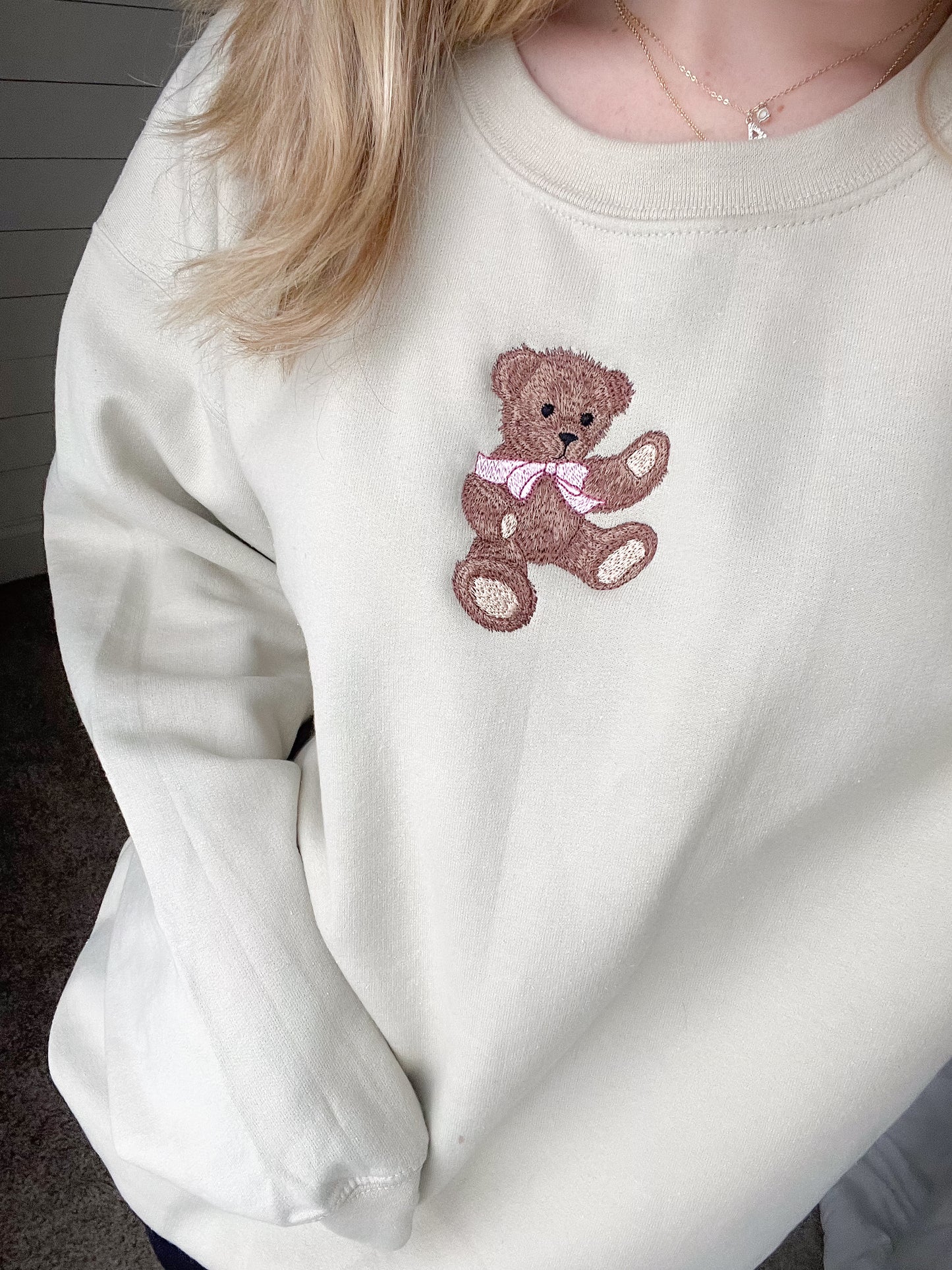 Teddy Bear Embroidered Crewneck