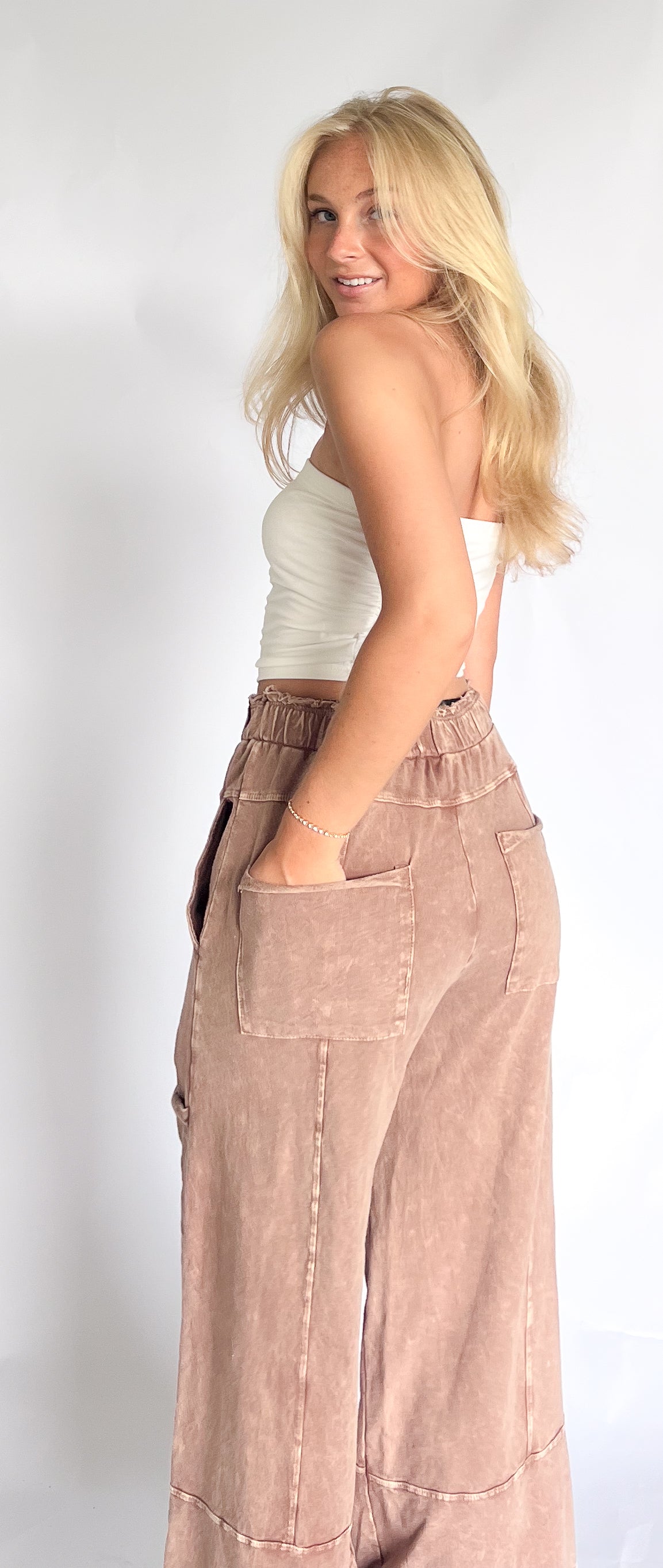 Espresso Mineral Wash Wide Leg Pant