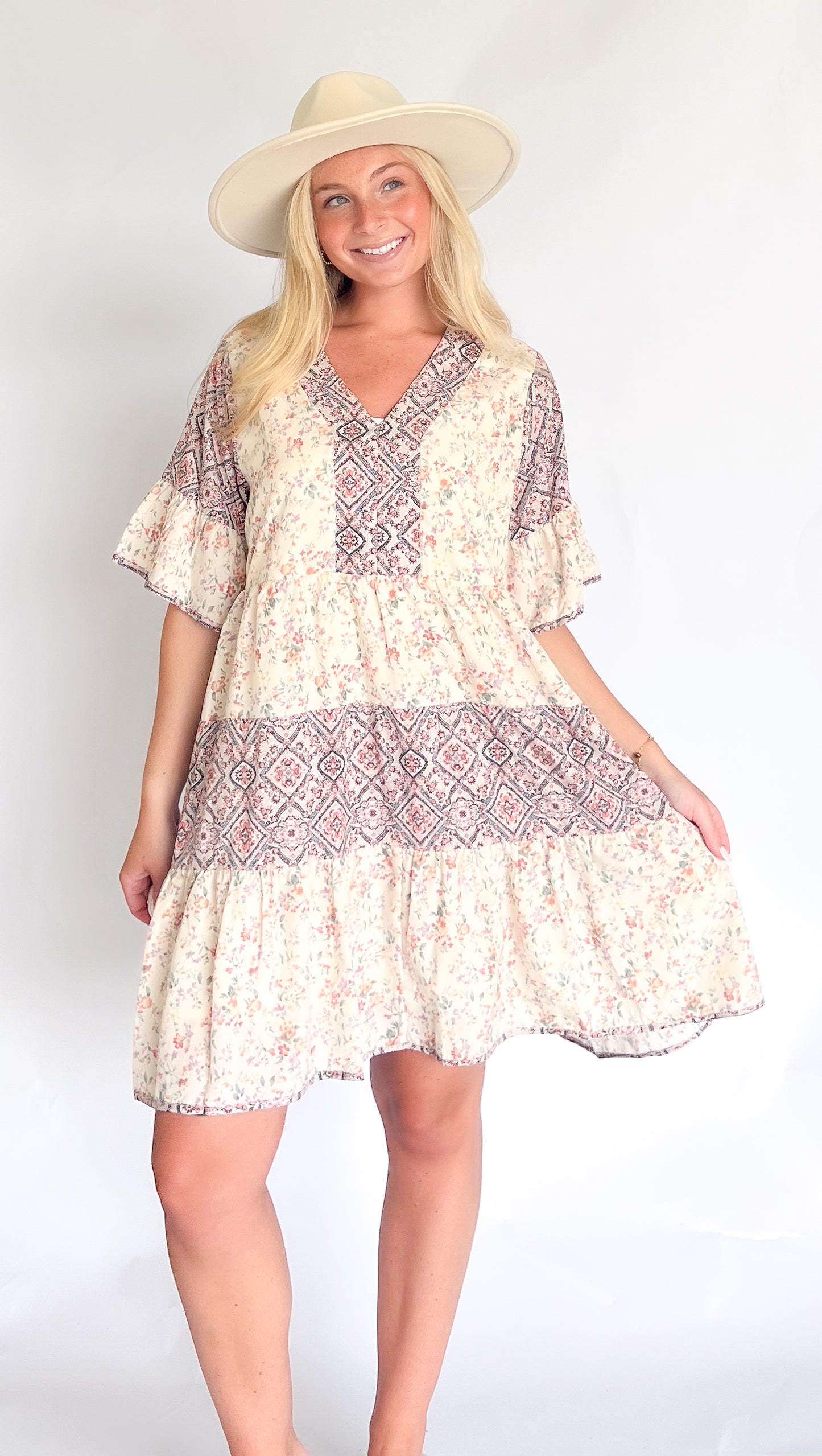 Heather Floral Print Ruffle Dress