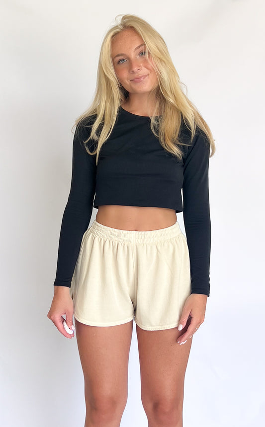 Soft Terry Dolphin Shorts- Chalk