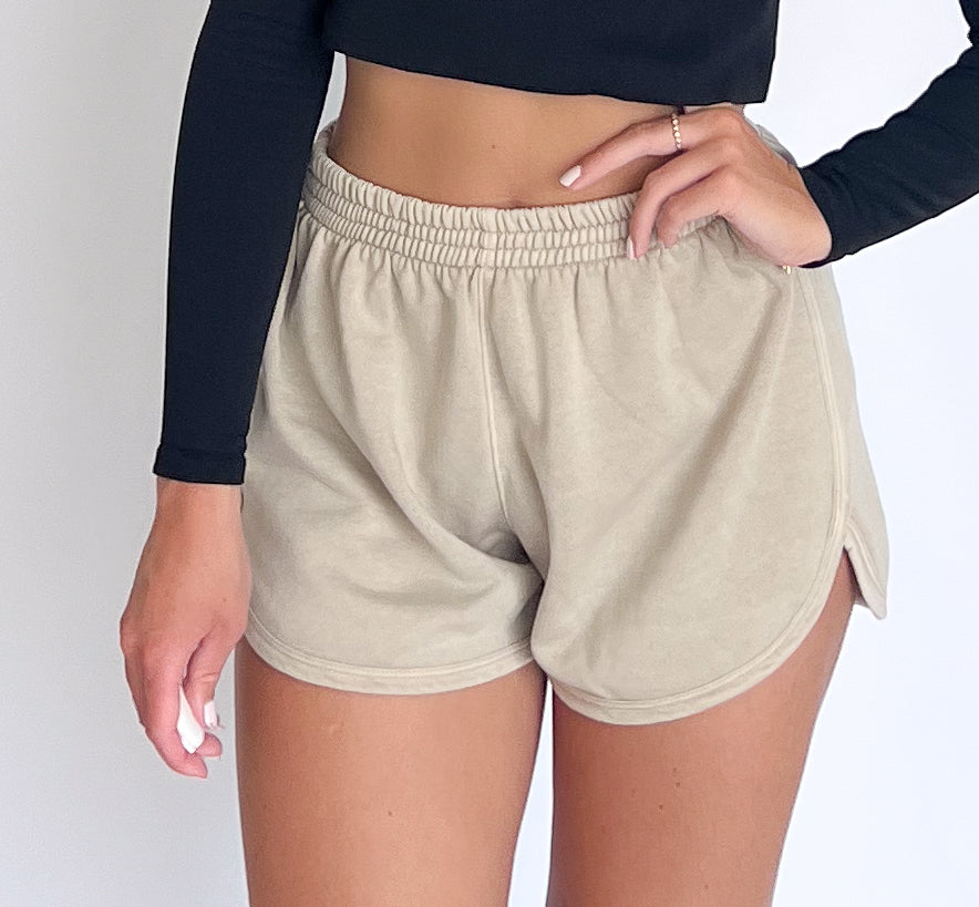 Soft Terry Dolphin Shorts- Pumice