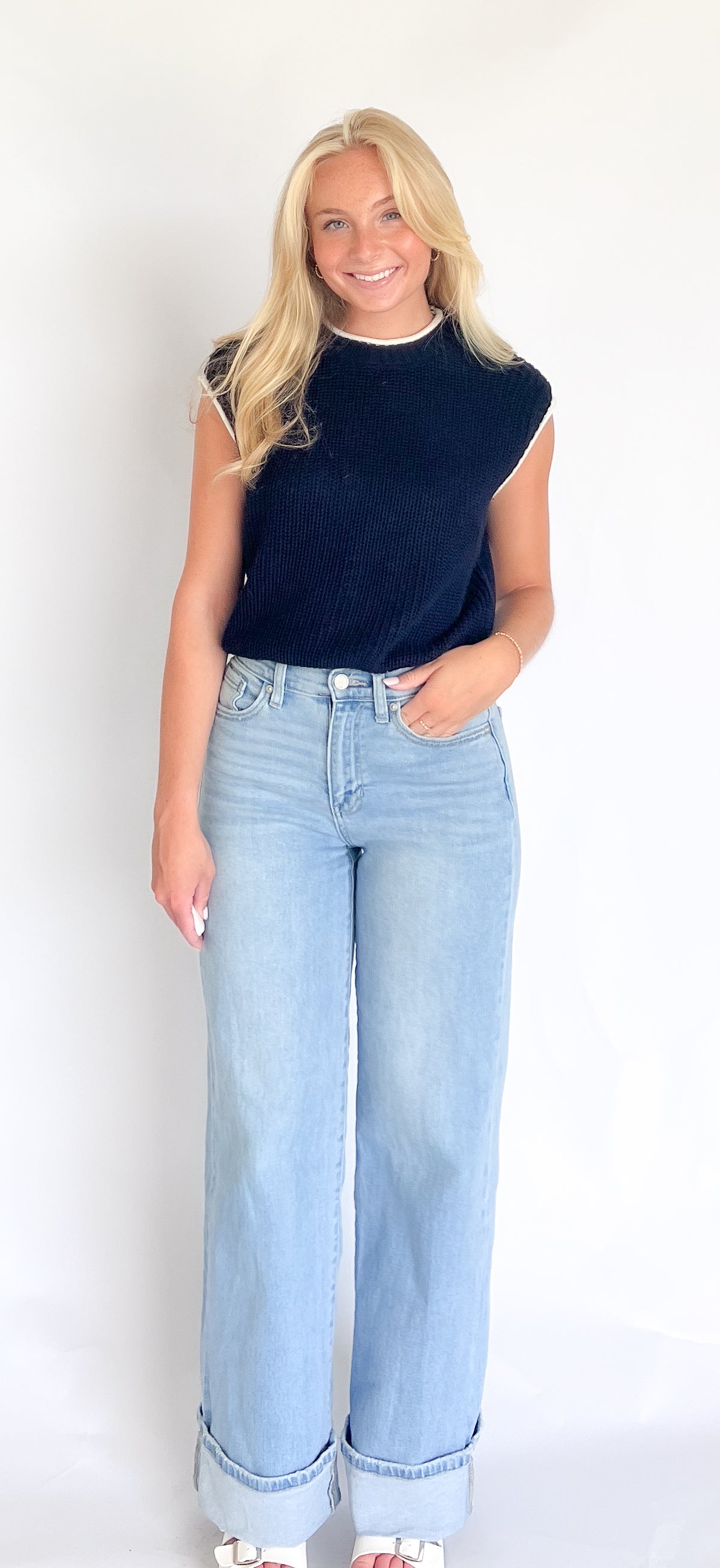 Cozy Knit Contrast Top