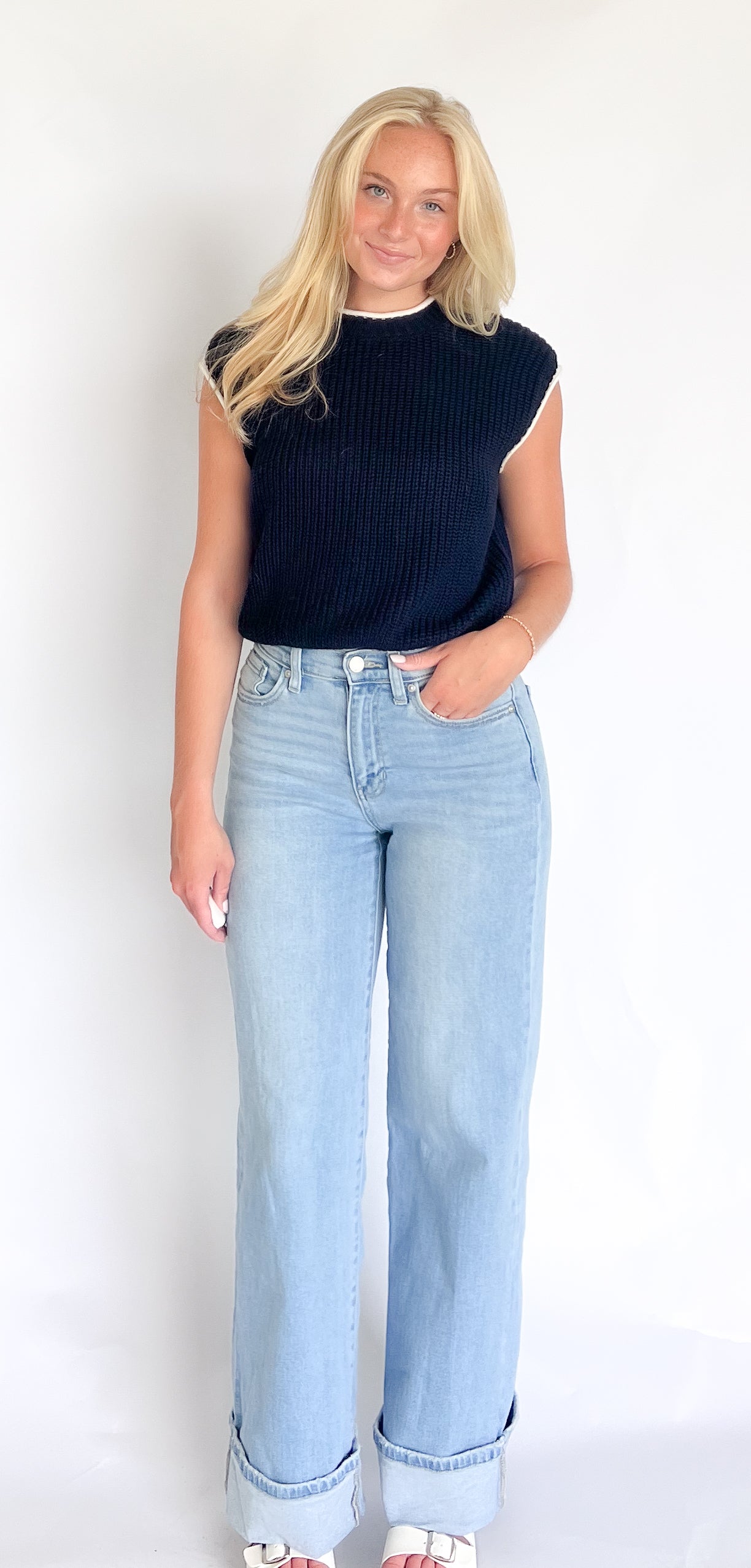 Cozy Knit Contrast Top