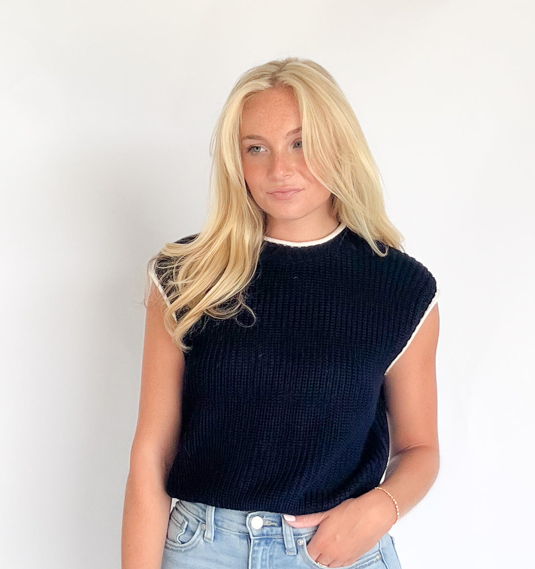 Cozy Knit Contrast Top