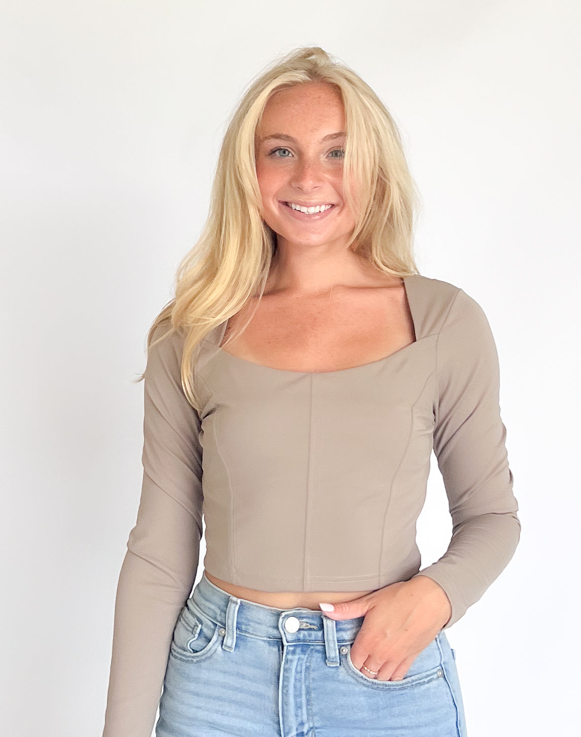 Taupe Sculpting Long Sleeve