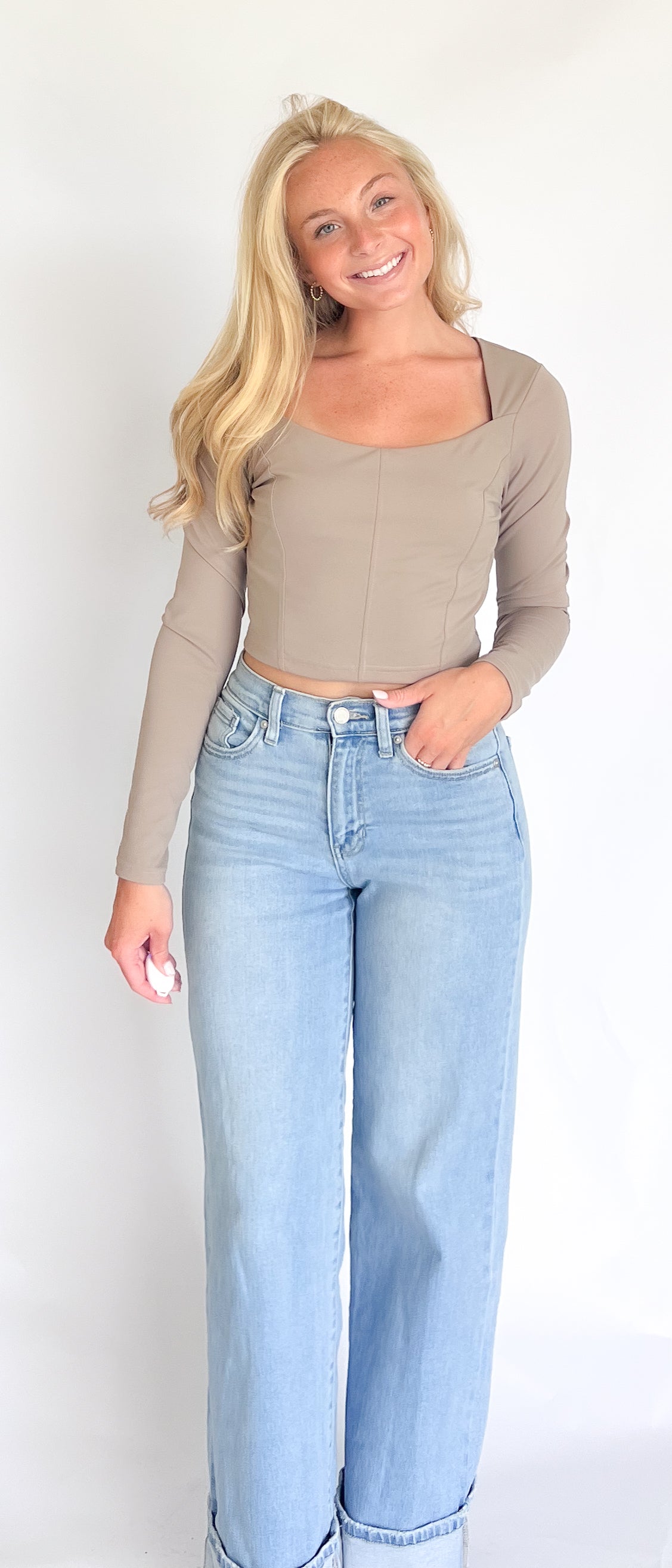 Taupe Sculpting Long Sleeve