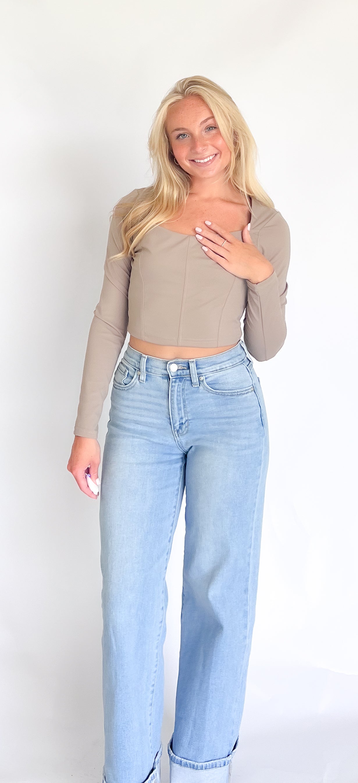 Taupe Sculpting Long Sleeve