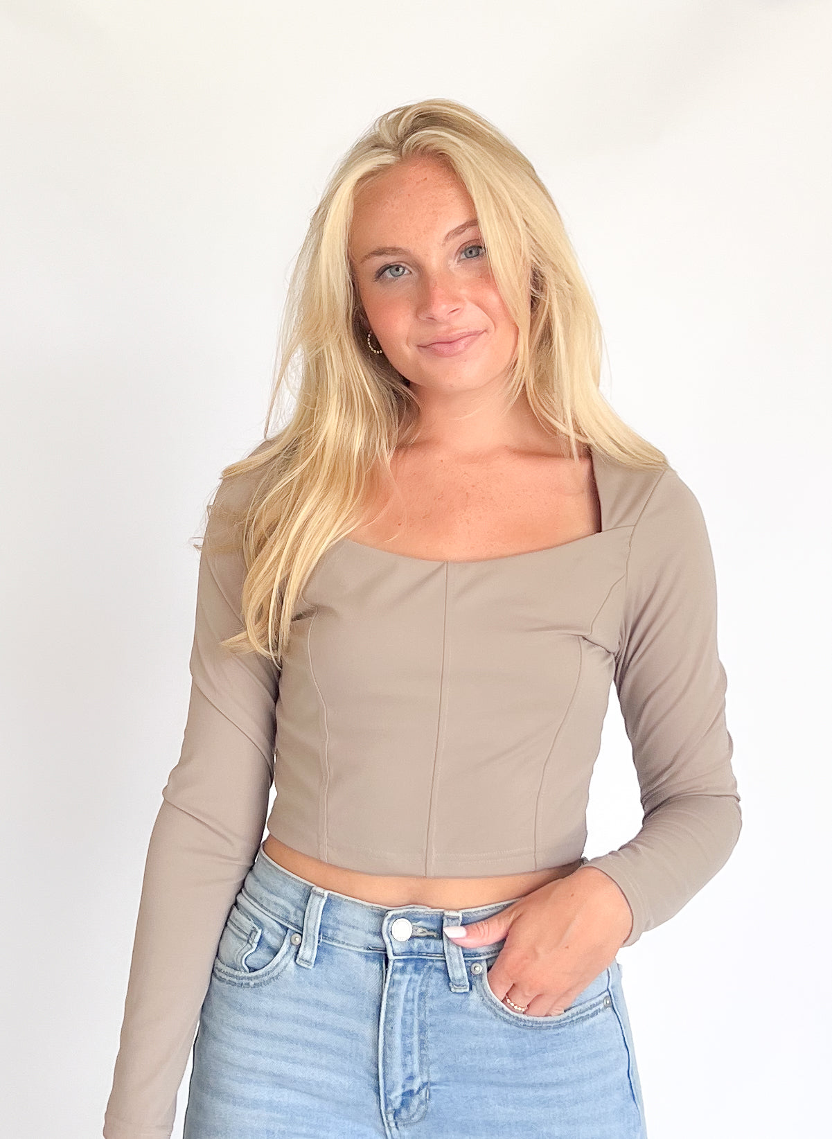 Taupe Sculpting Long Sleeve