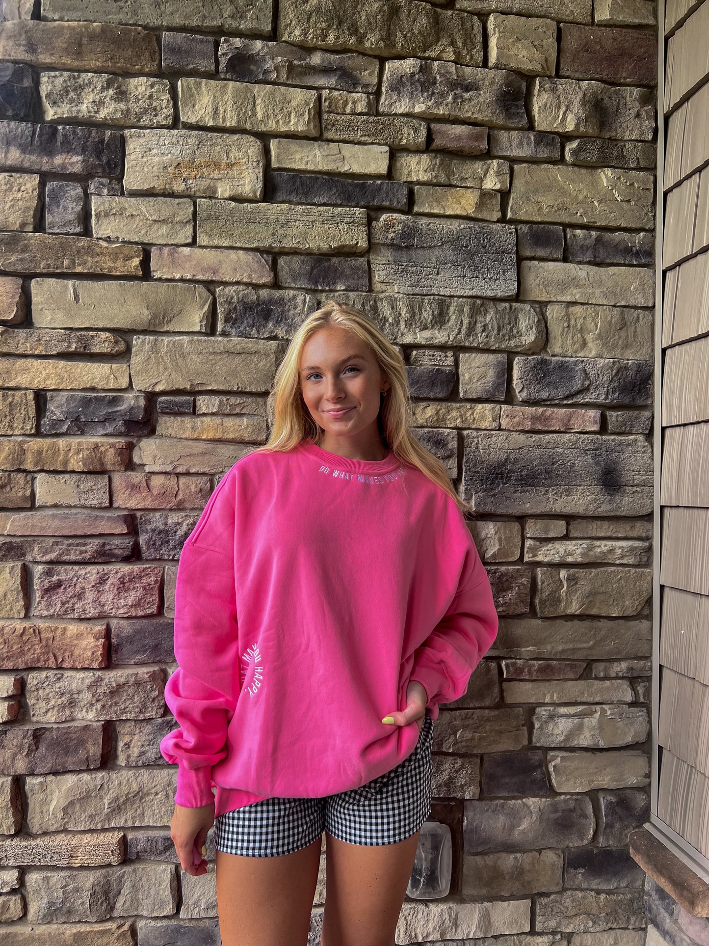 "Do What Makes You Happy" Embroidered Crewneck