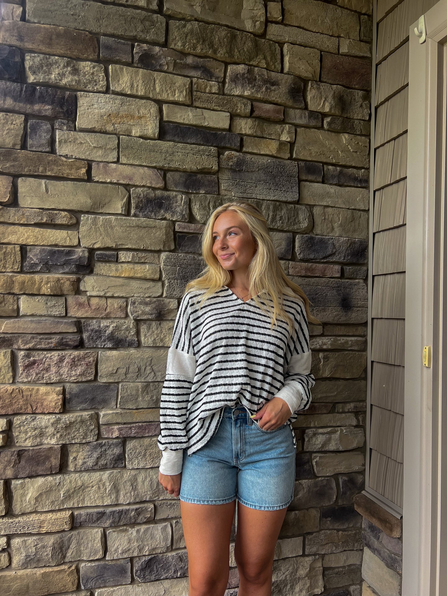 Paige Striped Collared Sweater