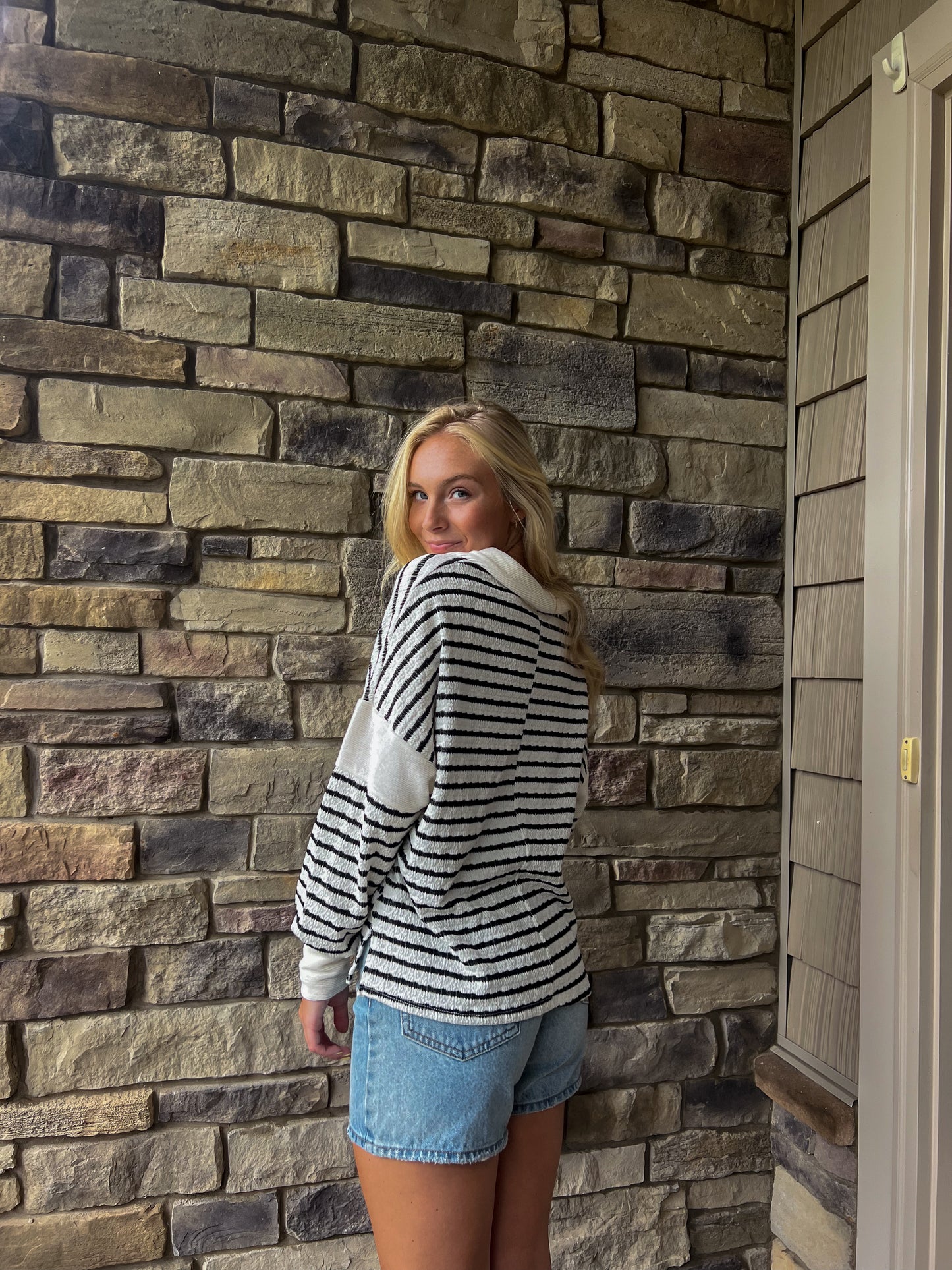 Paige Striped Collared Sweater