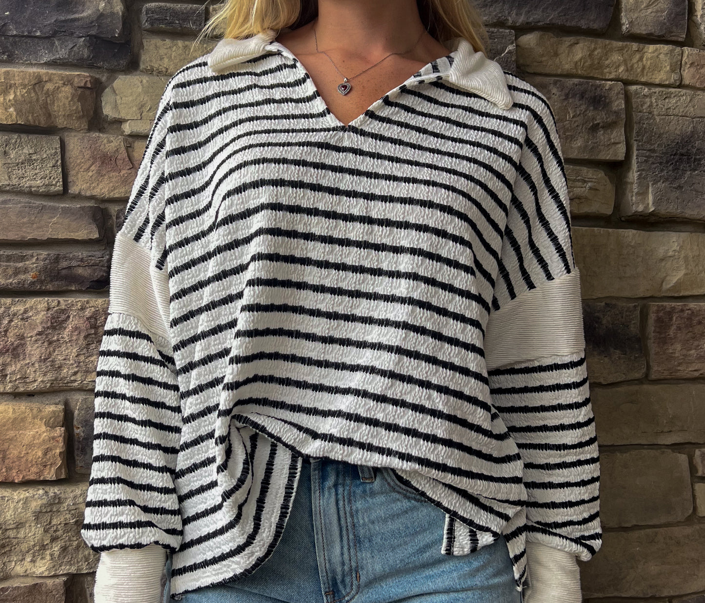 Paige Striped Collared Sweater