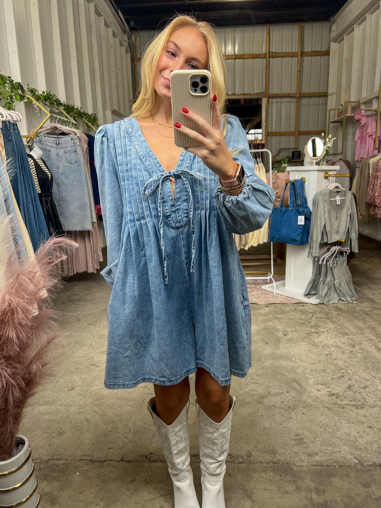 Lawson Pleated Denim Romper