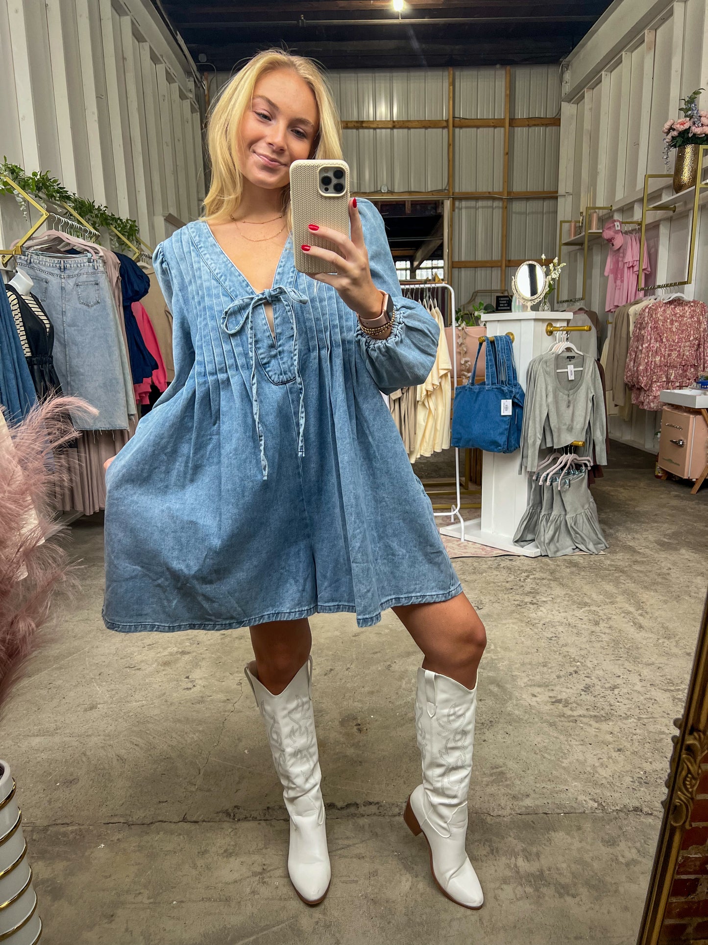 Lawson Pleated Denim Romper