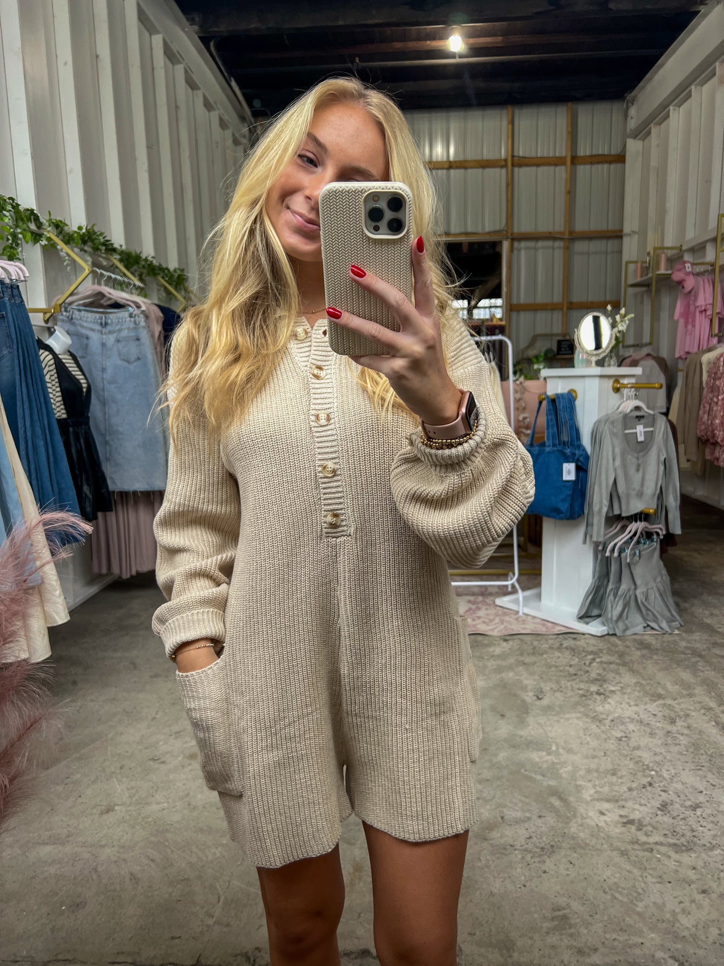 Cassidy Cream Sweater Romper