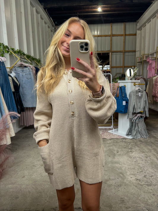 Cassidy Cream Sweater Romper