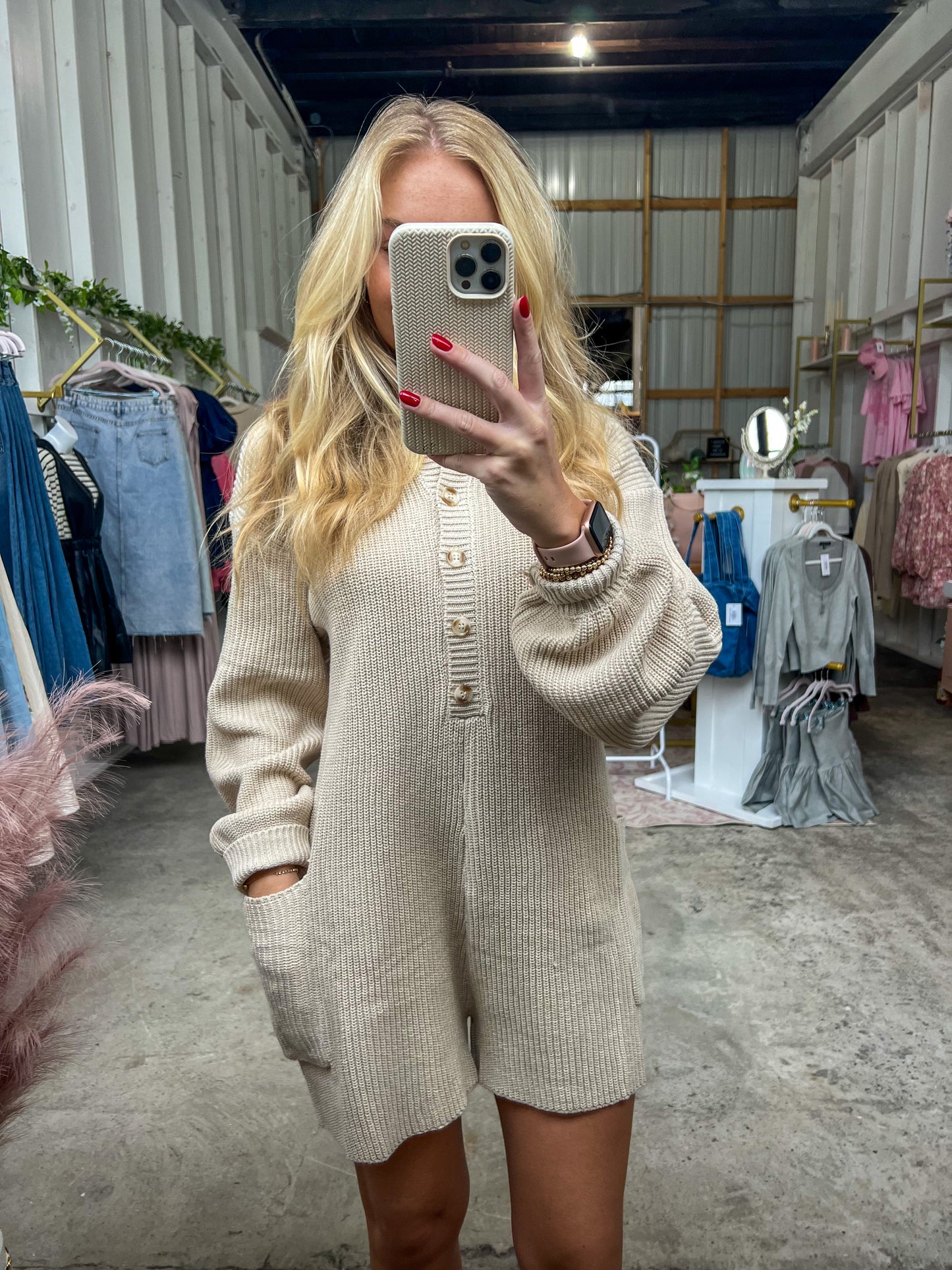 Cassidy Cream Sweater Romper