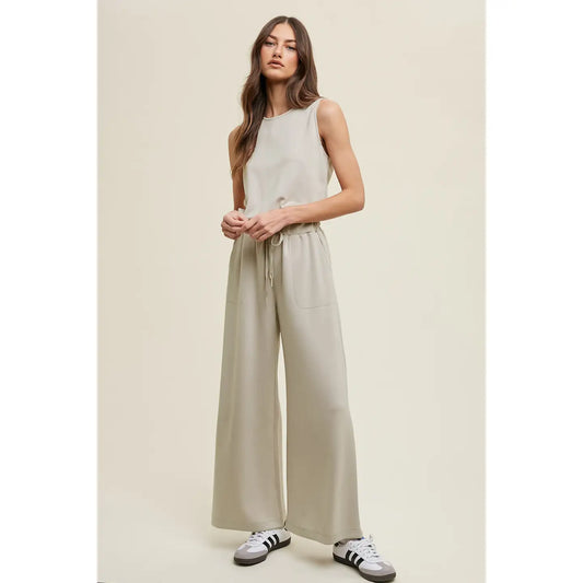 Wide Leg Scuba Jumpsuit